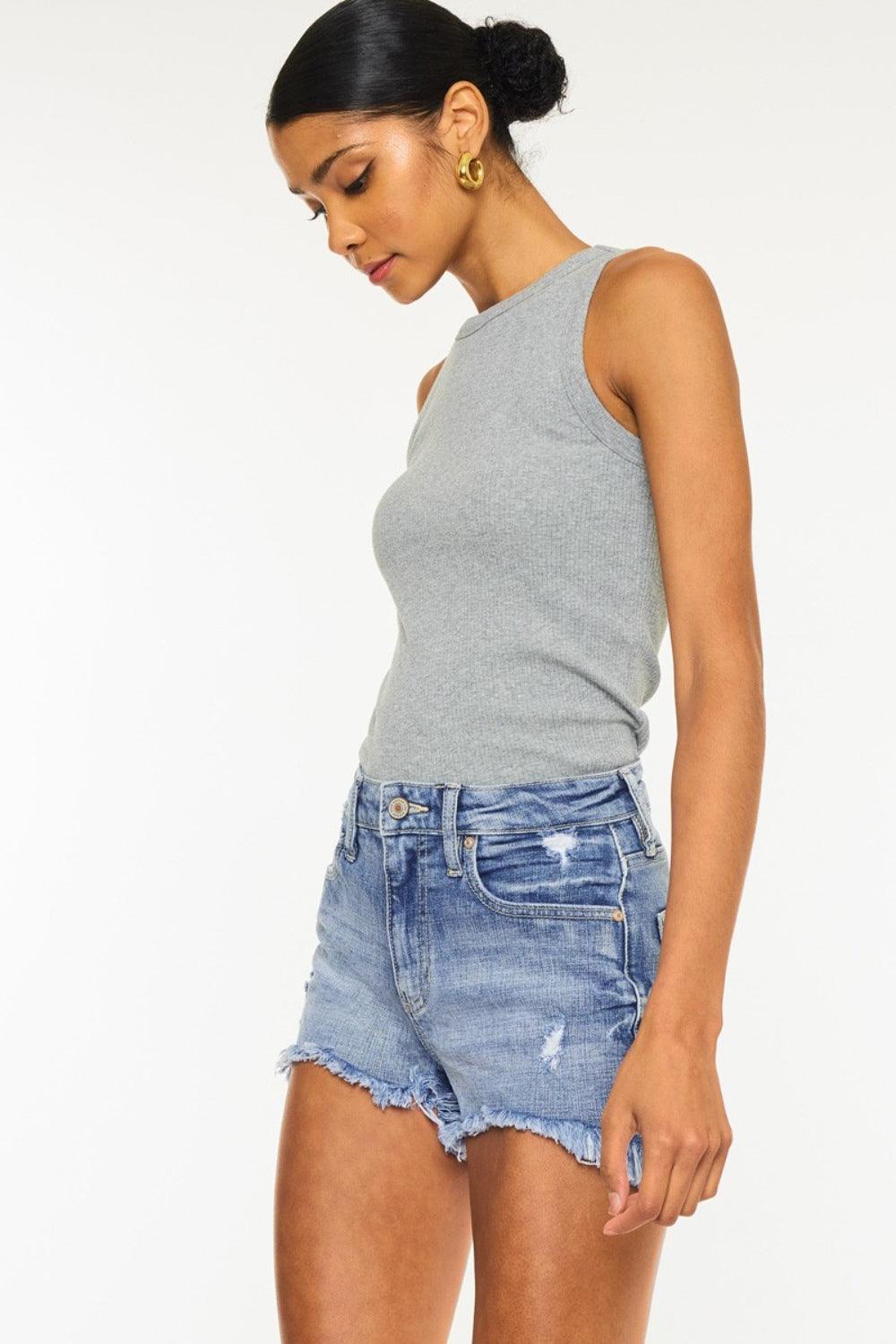 Kancan Distressed Raw Hem Denim Shorts Carauana Store