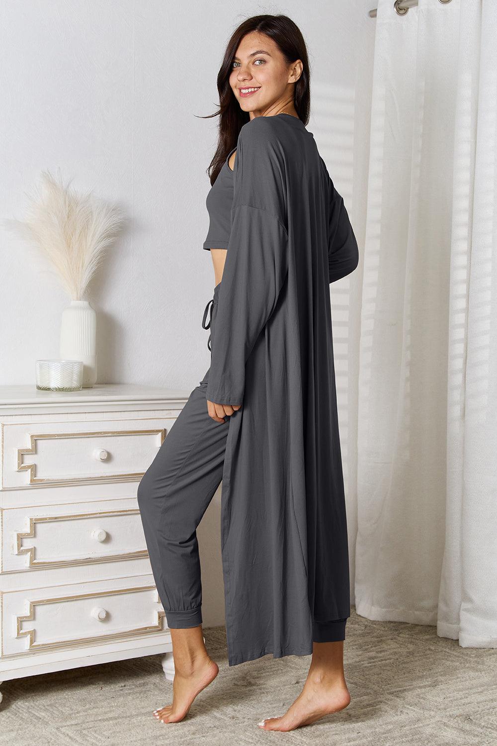 Tank, Pants, and Cardigan Set with Pockets Carauana Store