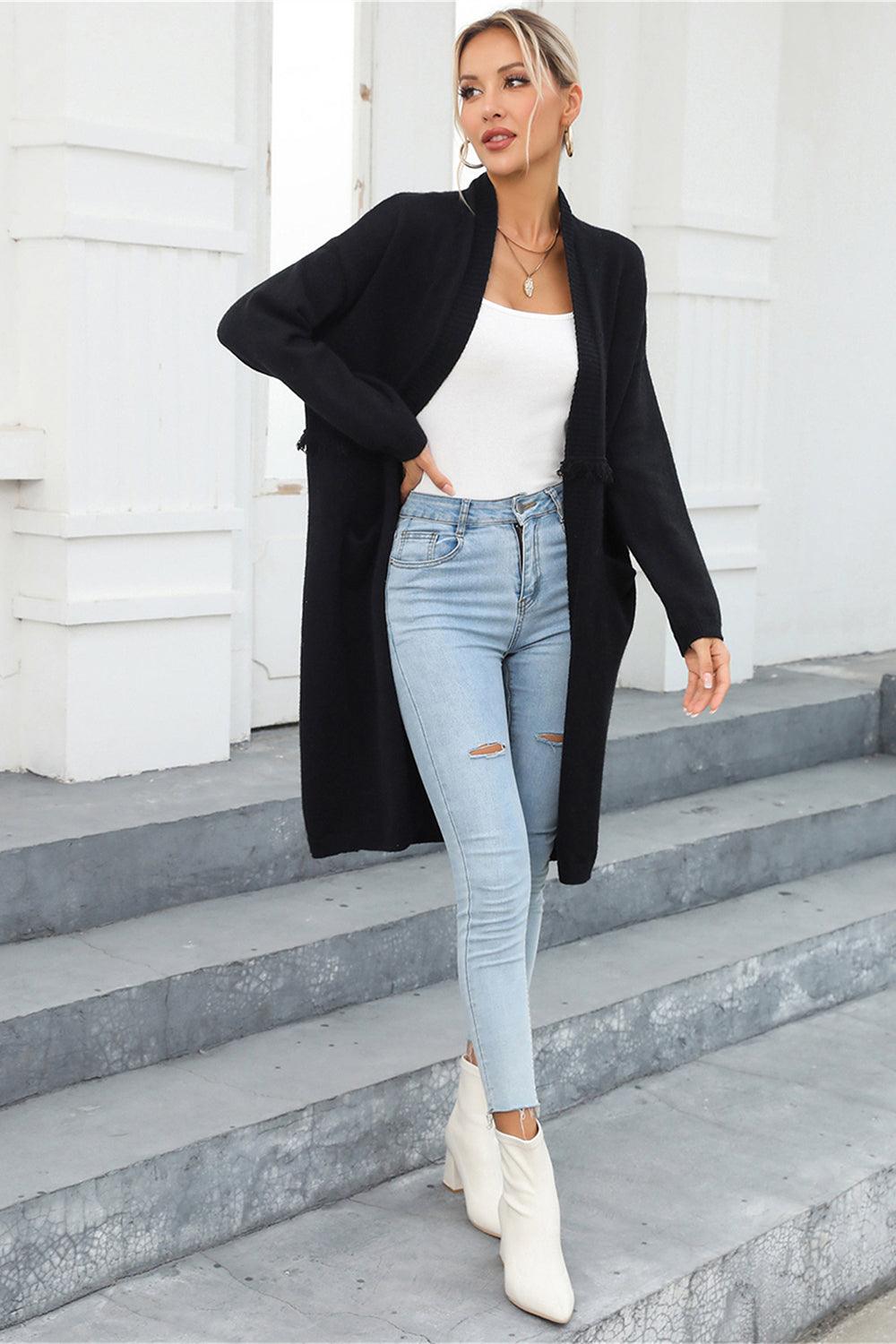 Angel Wings Open Front Pocketed Cardigan Carauana Store