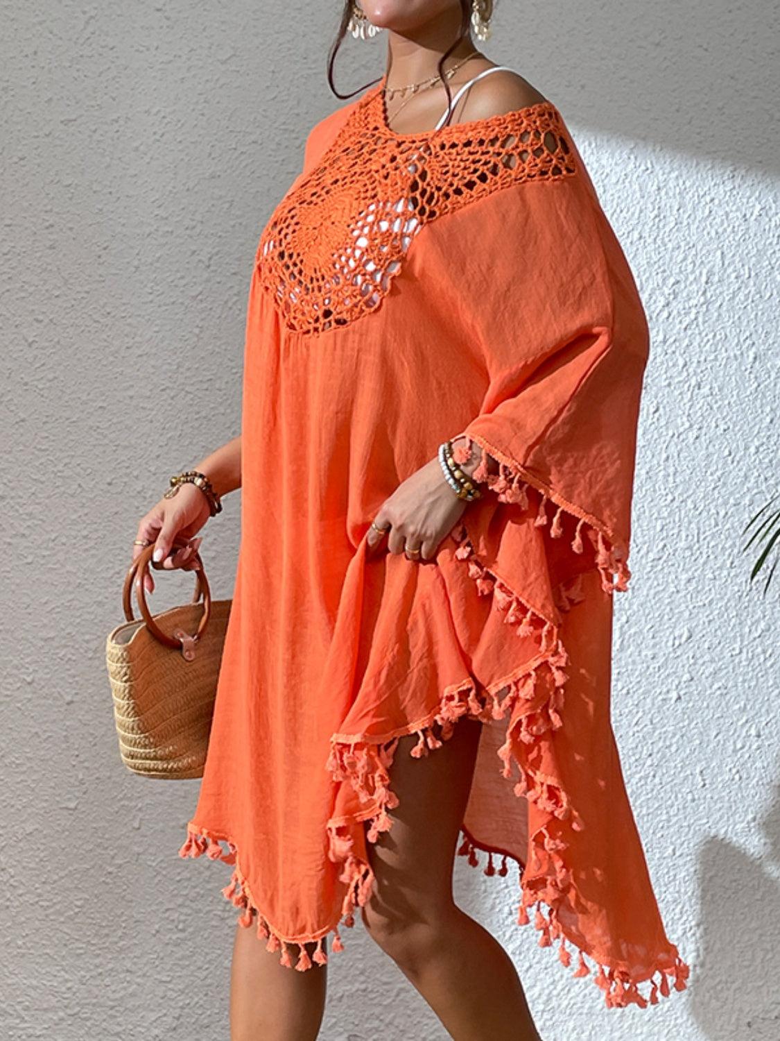 Tassel Cutout Scoop Neck Cover-Up Dress Carauana Store