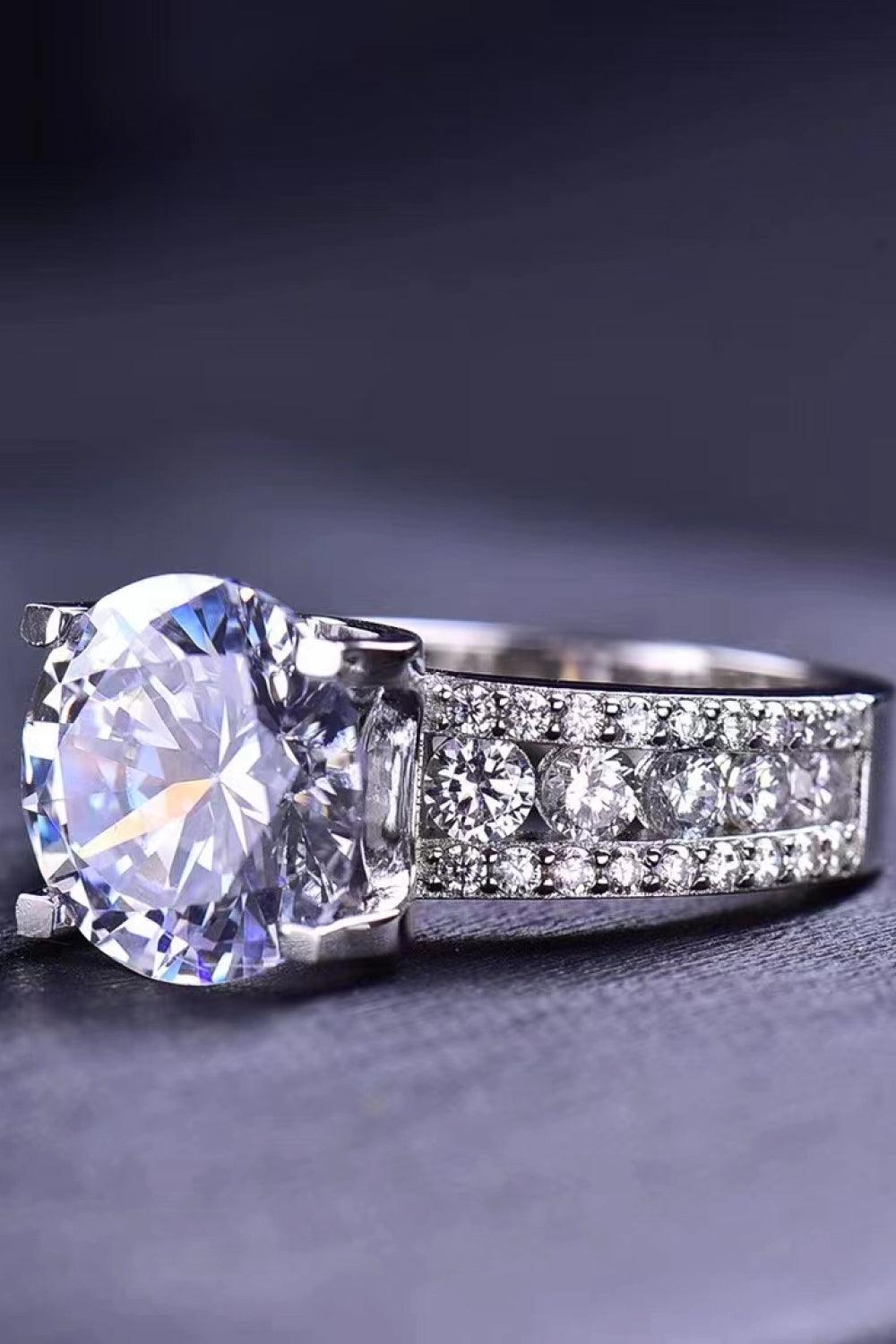 Platinum-Plated 5 Carat Moissanite Side Stone Ring Carauana Store