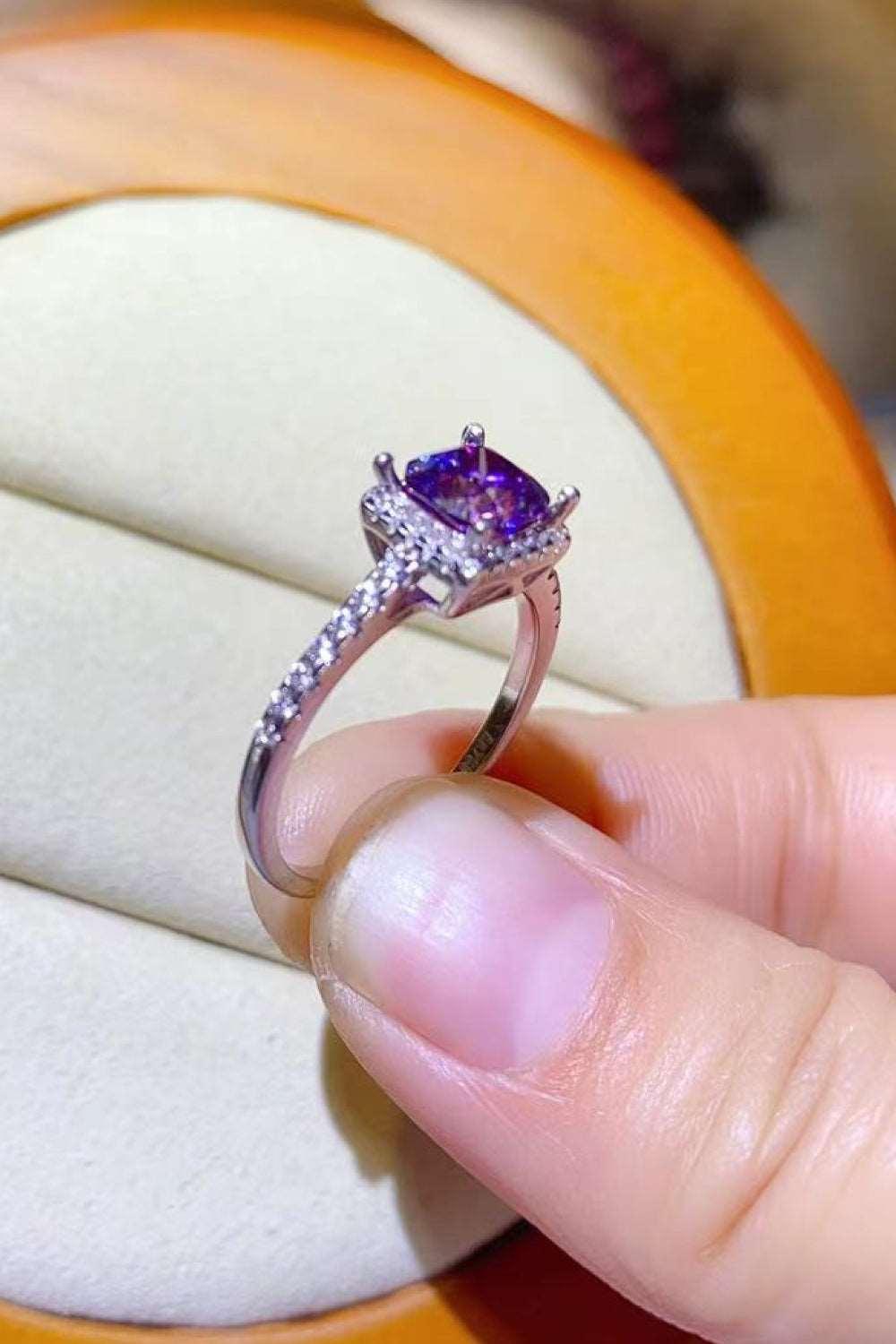 1 Carat Moissanite Platinum-Plated Square Ring Carauana Store