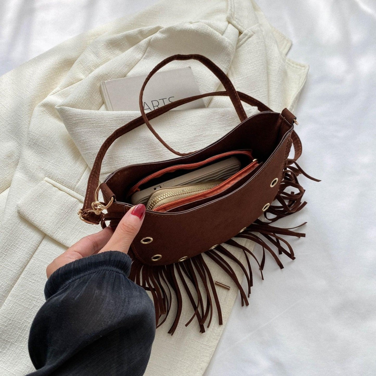 Fringe Detail Crossbody Bag Carauana Store