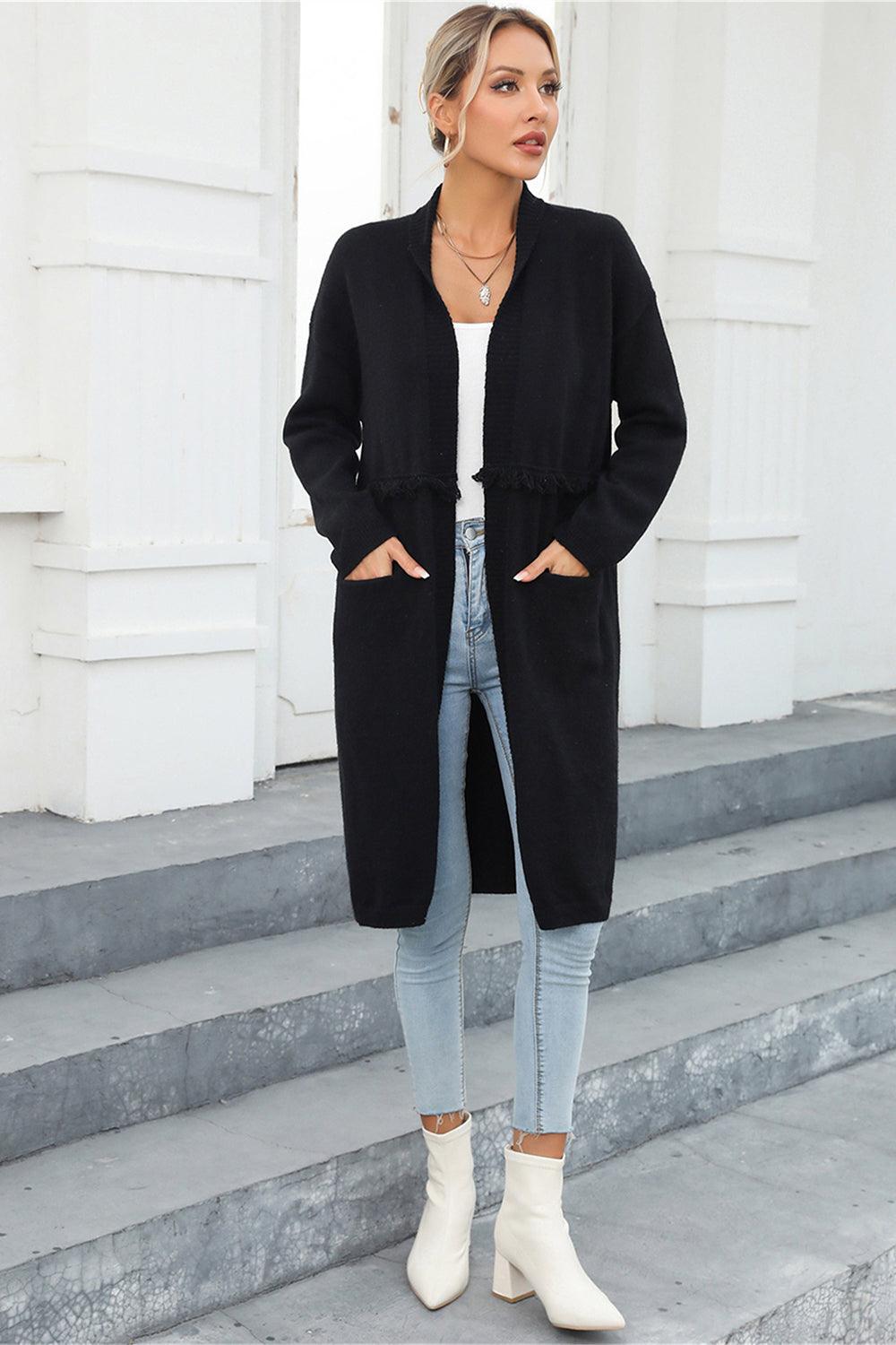 Angel Wings Open Front Pocketed Cardigan Carauana Store