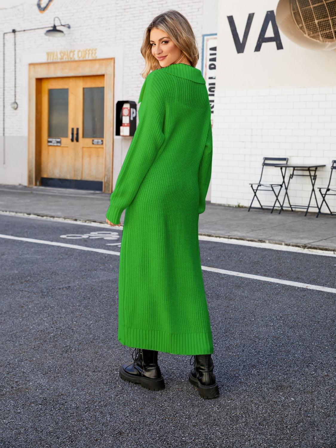 Full Size Collared Open Front Duster Cardigan Carauana Store