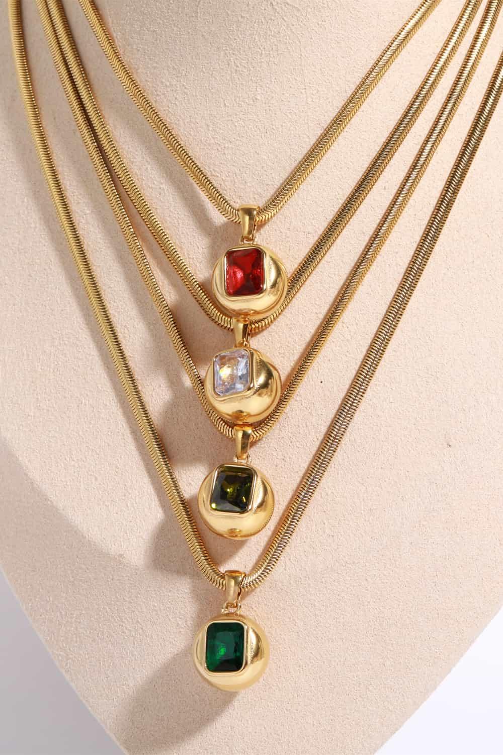Zircon 18K Gold-Plated Geometrical Shape Pendant Necklace Carauana Store