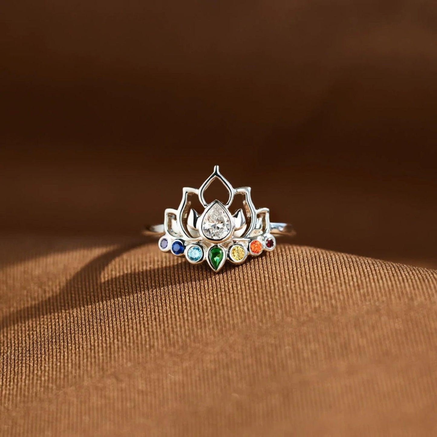 925 Sterling Silver Inlaid Zircon Lotus Shape Ring Carauana Store