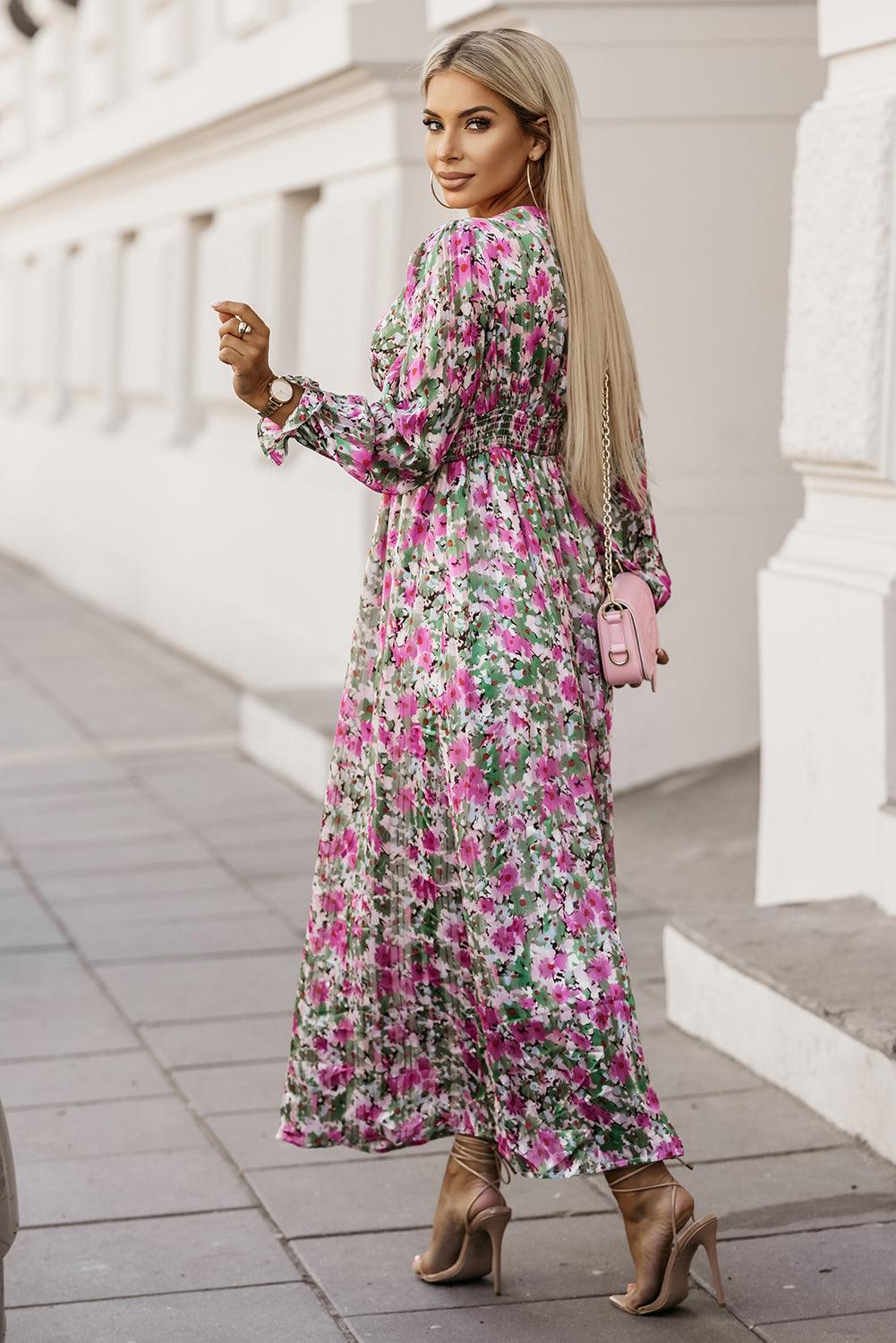 Floral Deep V Maxi Dress Carauana Store
