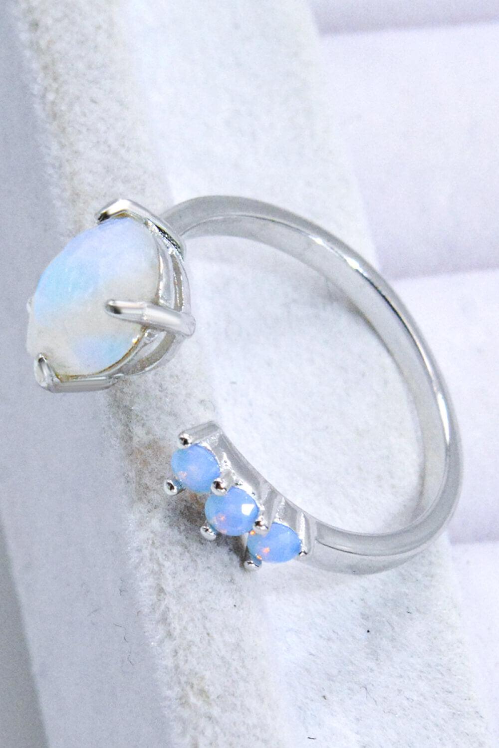 18K Rose Gold-Plated Moonstone Open Ring Carauana Store