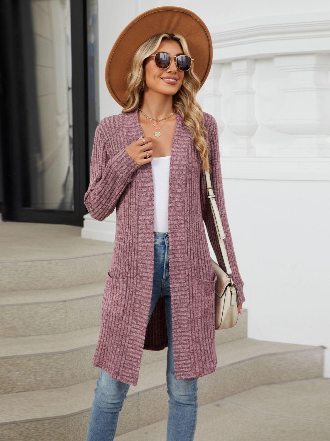 Open Front Long Sleeve Cardigan Carauana Store