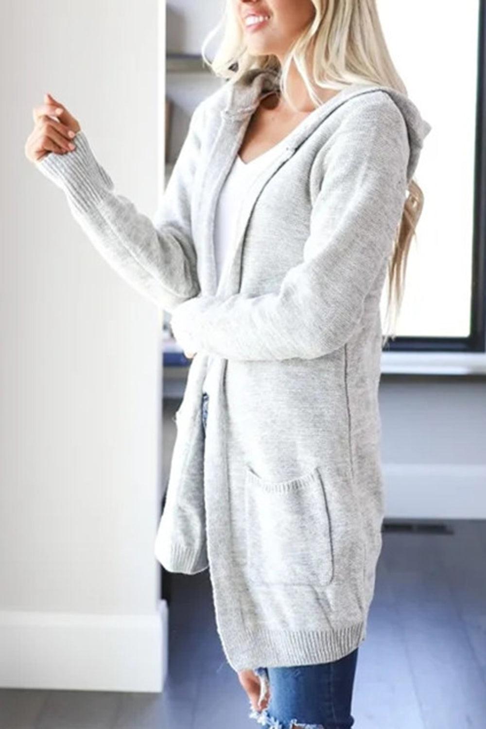 Heathered Open Front Cardigan with Pockets Carauana Store