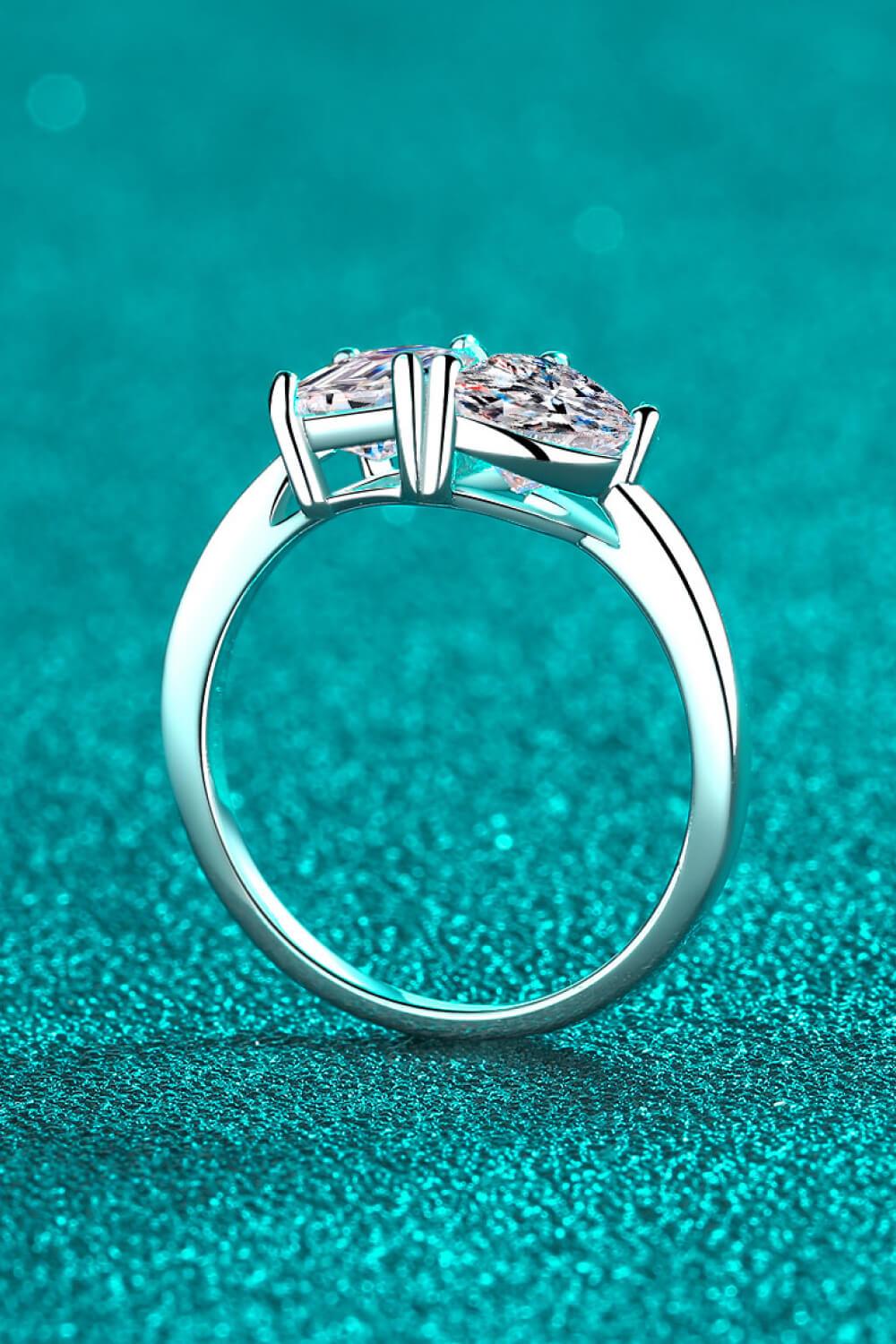Rhodium-Plated 2 Carat Moissanite Ring Carauana Store
