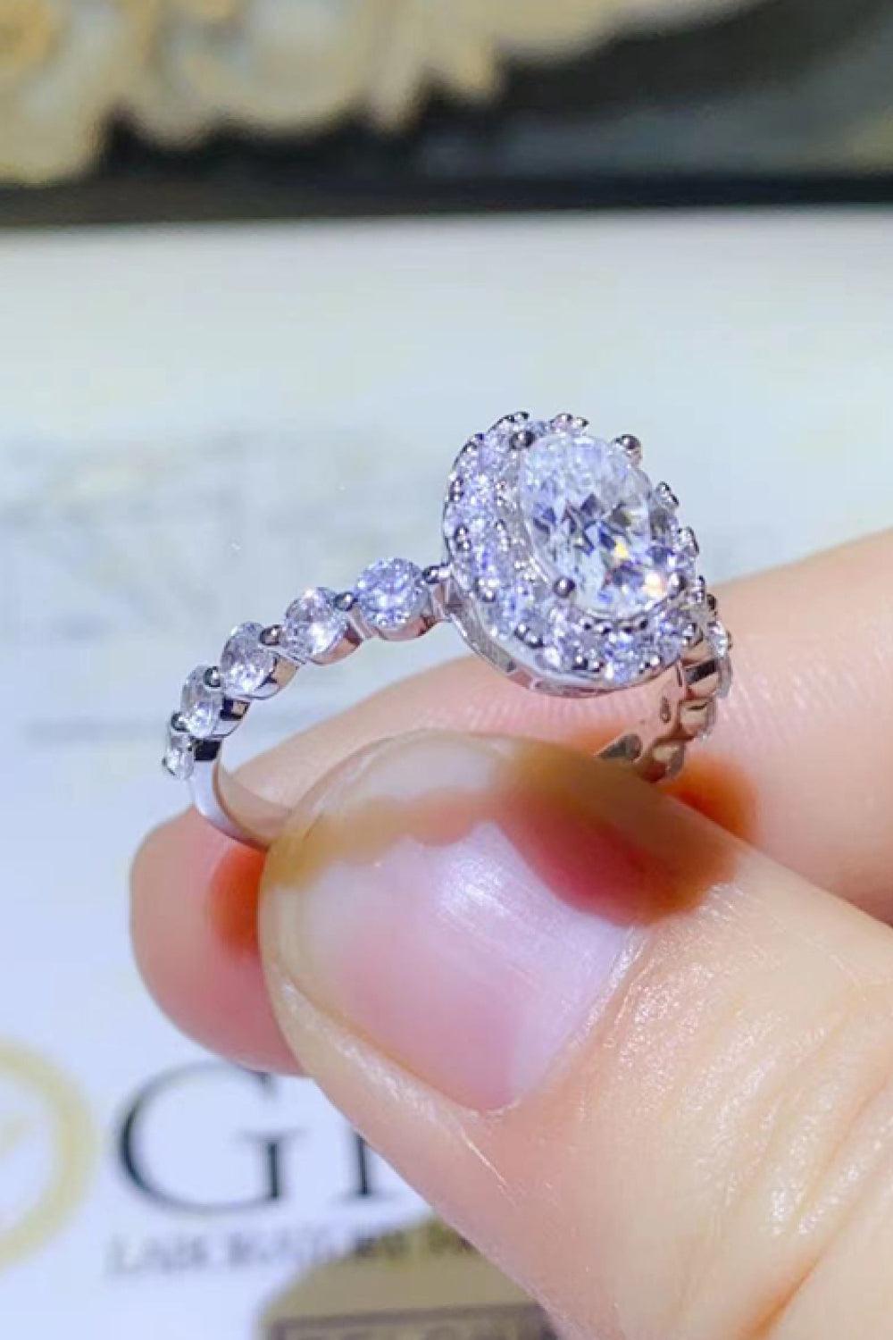 Adored 1 Carat Moissanite 925 Sterling Silver Halo Ring Carauana Store