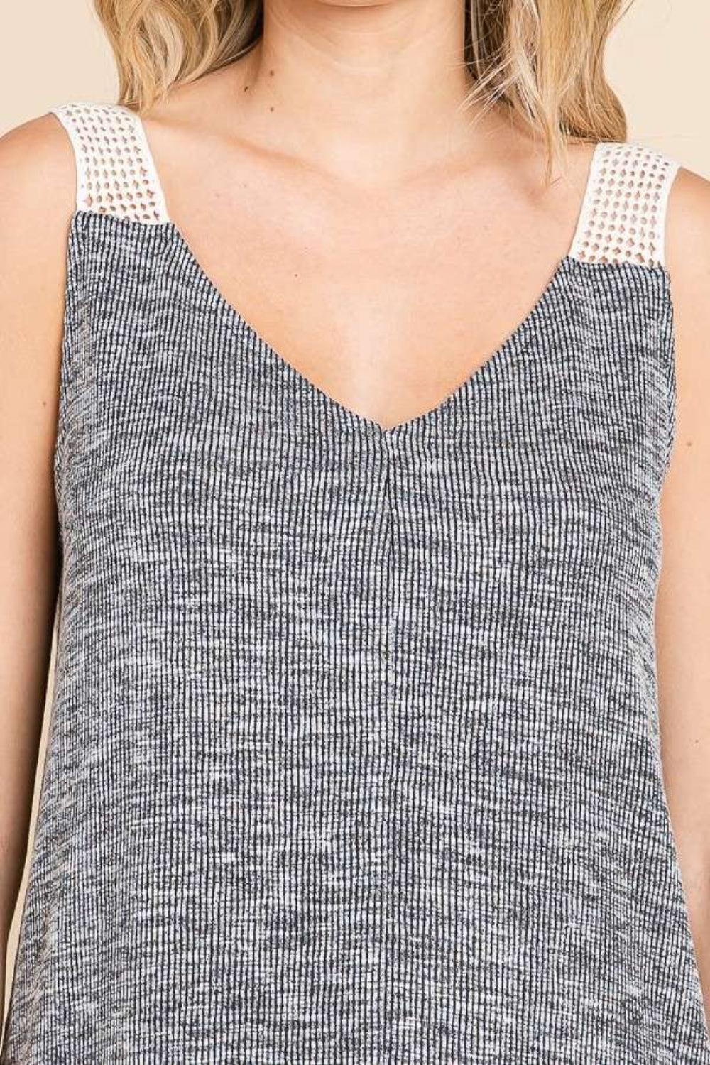 Culture Code Contrast Eyelet Strap Slit Ribbed Tank Carauana Store