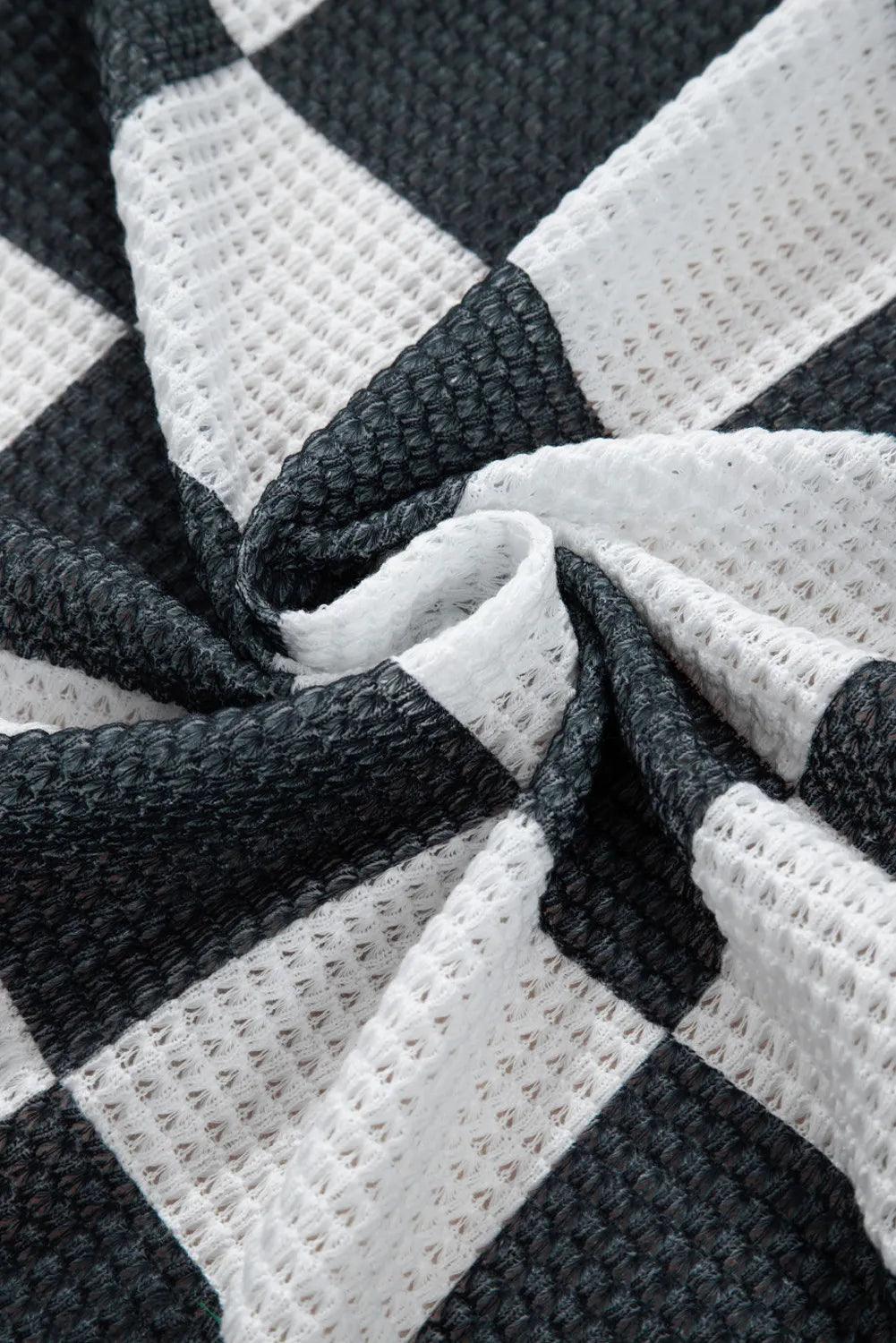 Checkered Open Front Long Sleeve Cover Up Carauana Store