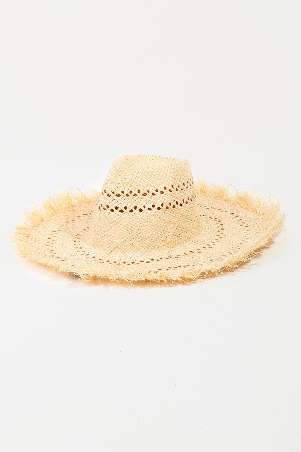 Fame Openwork Raw Hem Weave Hat Carauana Store