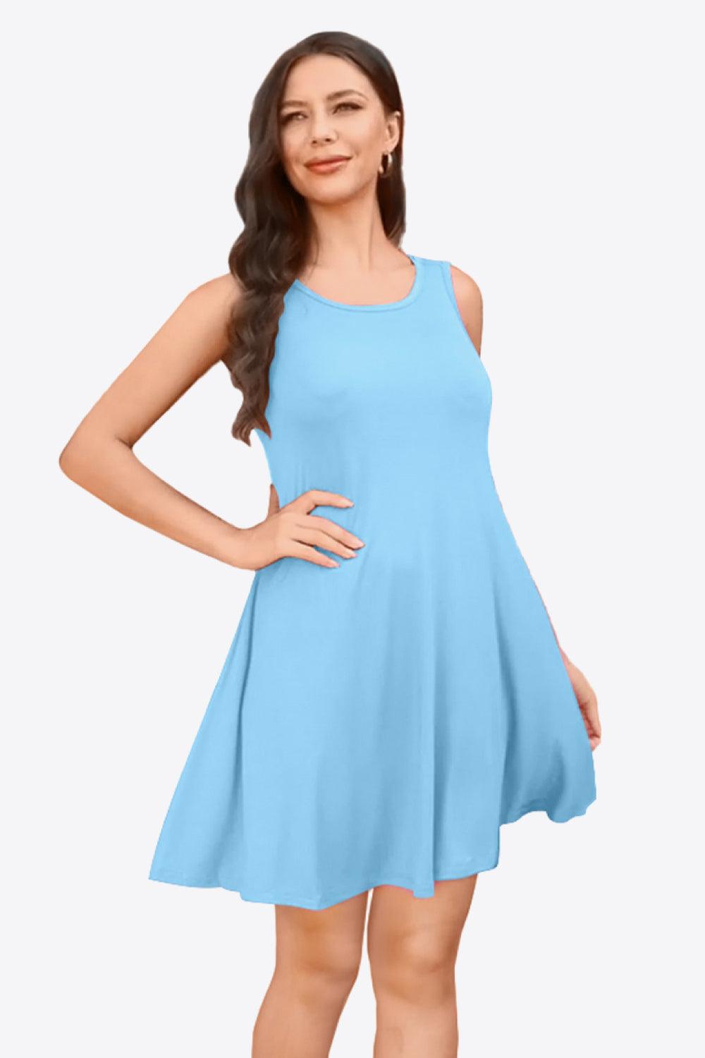 Full Size Round Neck Sleeveless Dress with Pockets Carauana Store