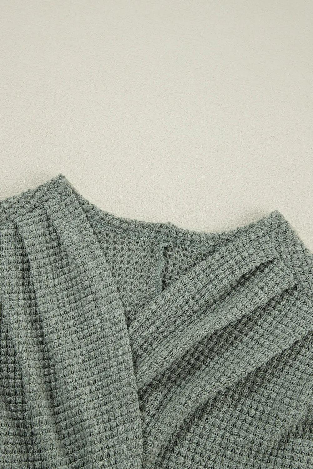 Waffle-Knit Open Front Long Sleeve Cover Up Carauana Store