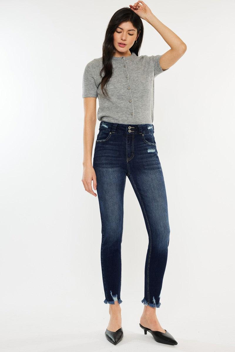 Kancan Full Size Cat's Whiskers Raw Hem High Waist Jeans Carauana Store