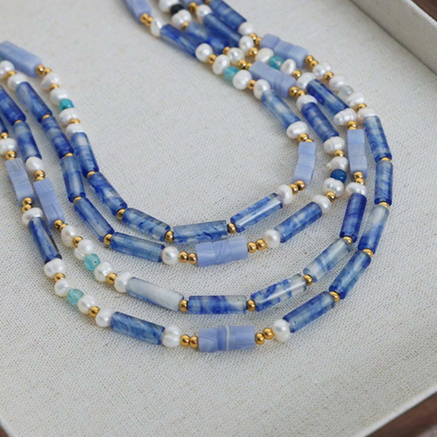 Freshwater Pearl Titanium Steel Geometric Bead Necklace Carauana Store