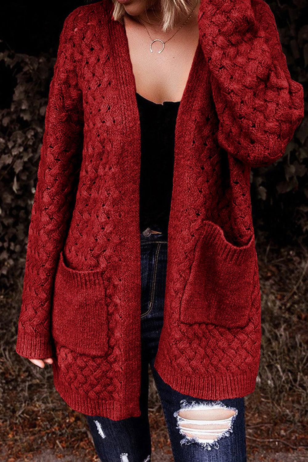 Open Front Dropped Shoulder Cardigan with Pockets Carauana Store