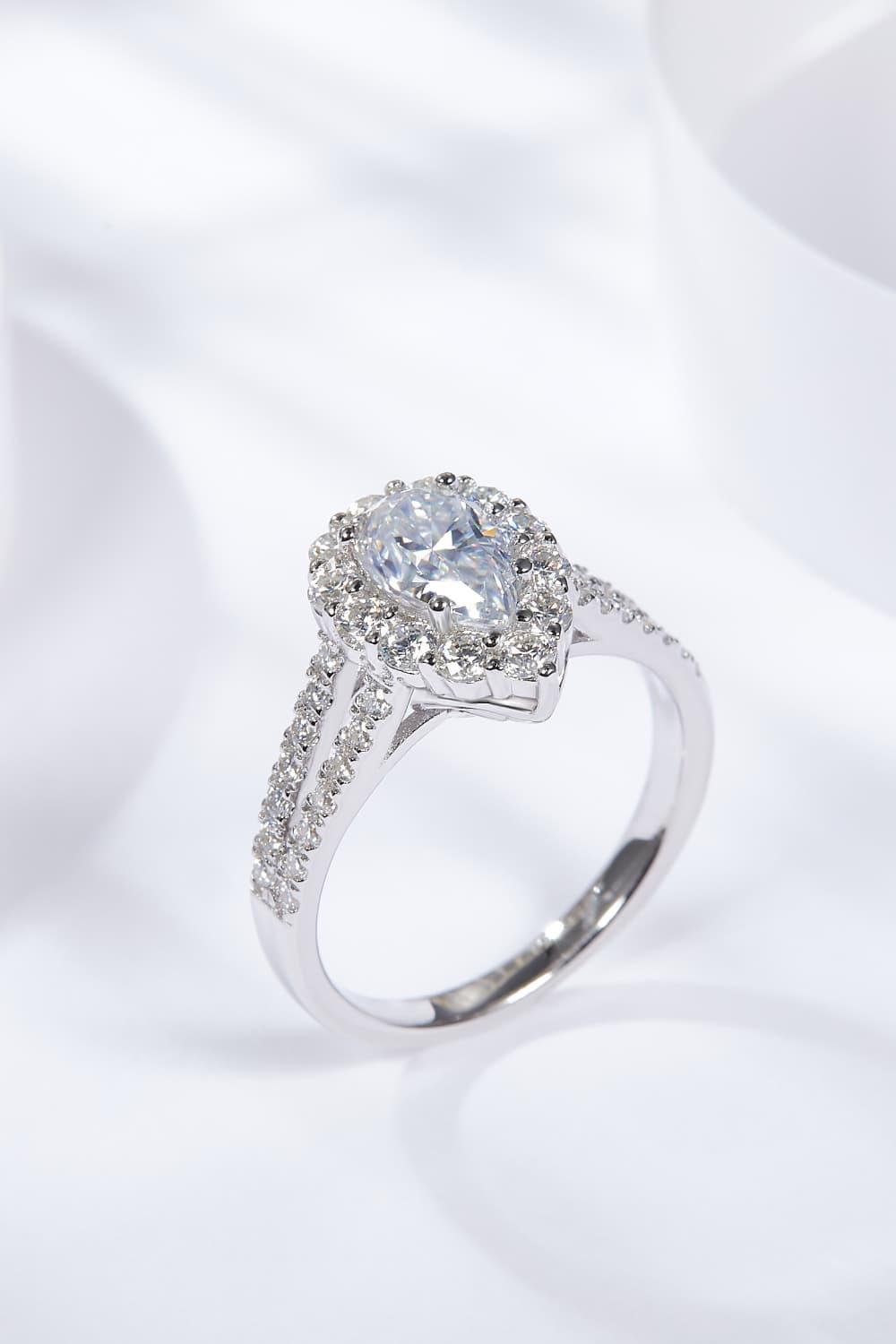 1 Carat Moissanite Teardrop Split Shank Ring Carauana Store