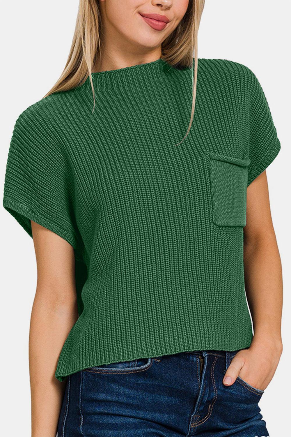 Zenana Mock Neck Short Sleeve Cropped Sweater Carauana Store