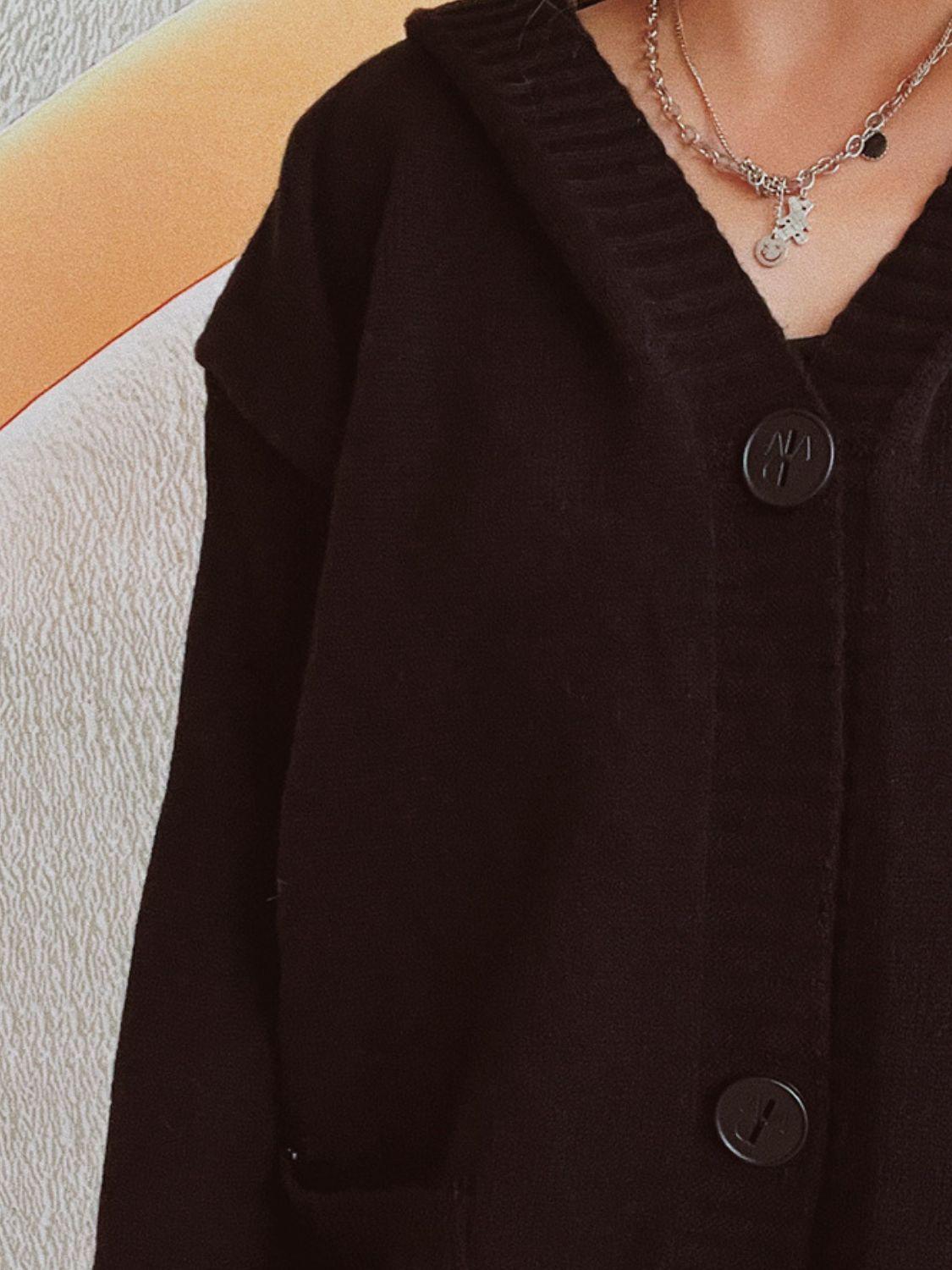 Dropped Shoulder Long Sleeve Hooded Cardigan Carauana Store