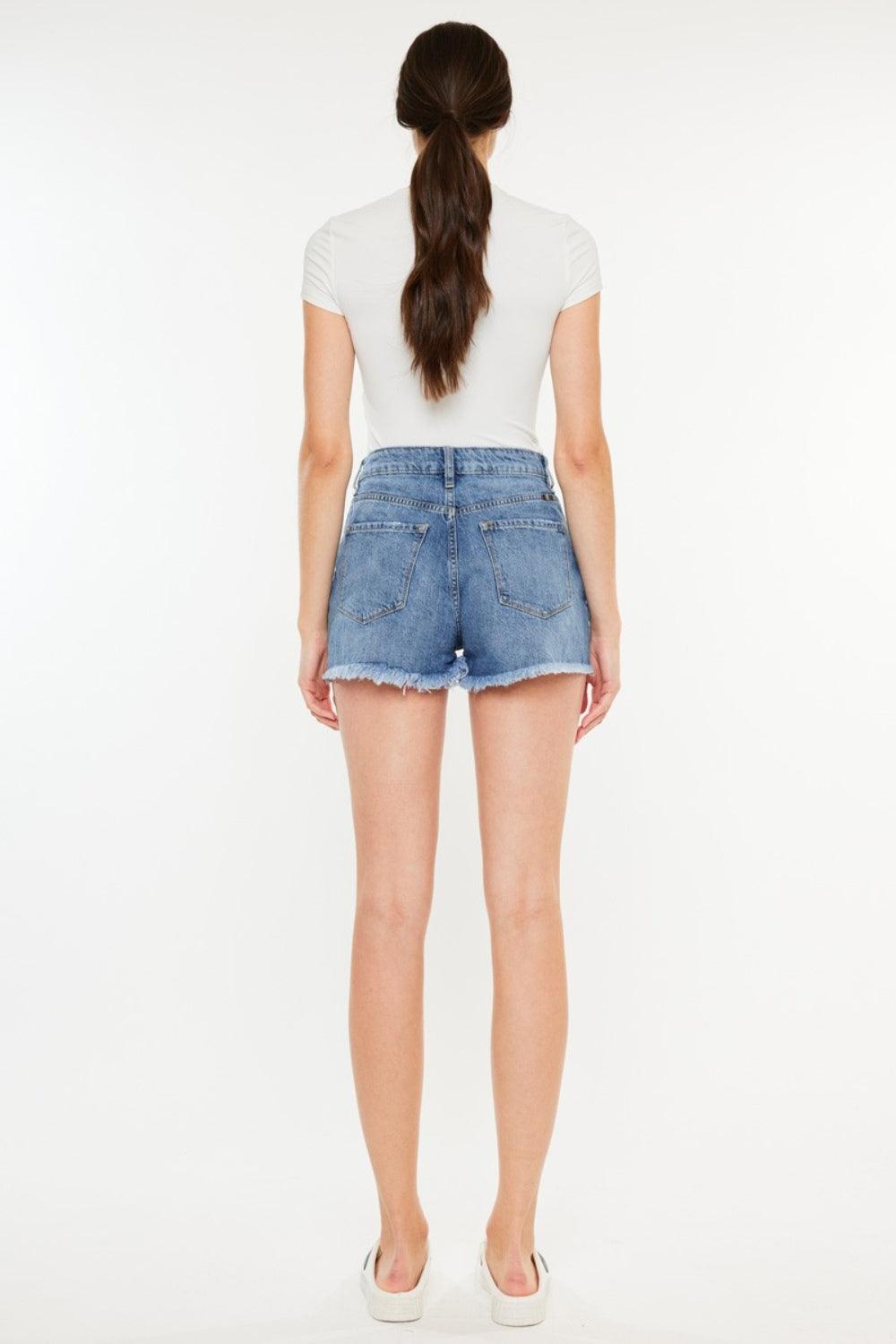 Kancan Distressed Raw Hem High Waist Denim Shorts Carauana Store