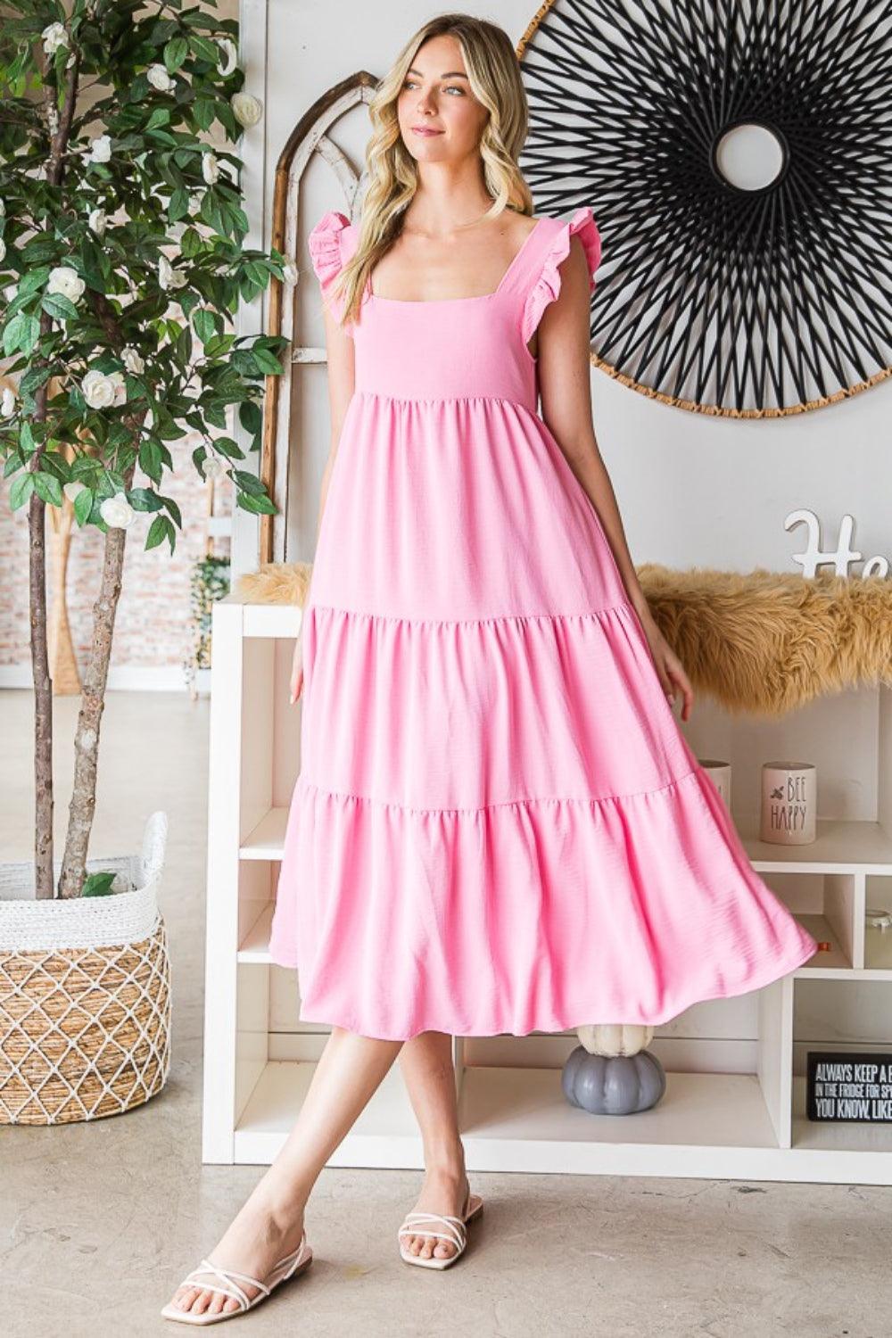 Reborn J Ruffled Sleeveless Tiered Midi Dress Carauana Store