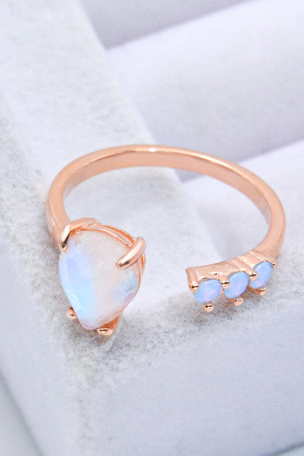 18K Rose Gold-Plated Moonstone Open Ring Carauana Store