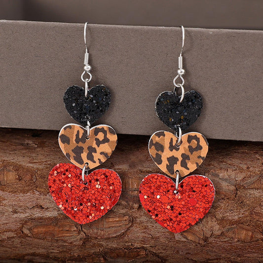 Heart Leather Drop Earrings Carauana Store
