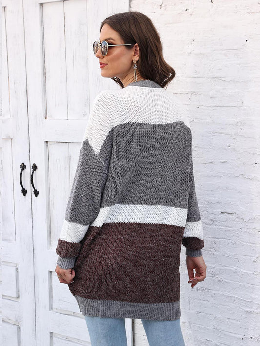Color Block Open Front Cardigan Carauana Store