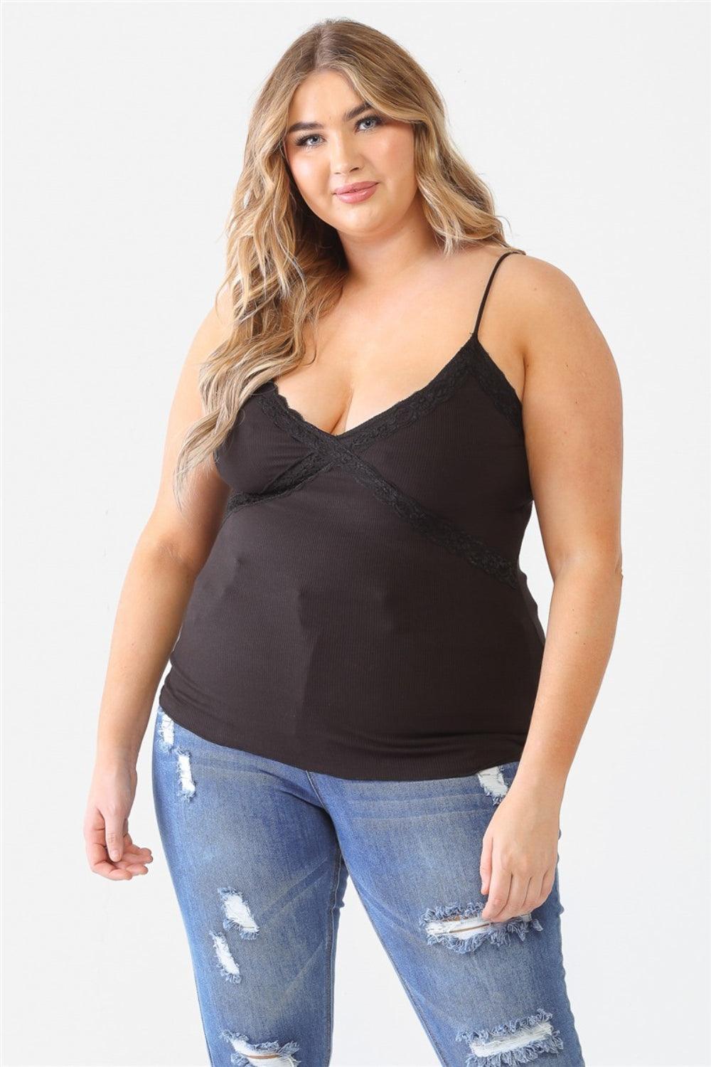 Zenobia Plus Size Lace Detail V-Neck Cami Carauana Store