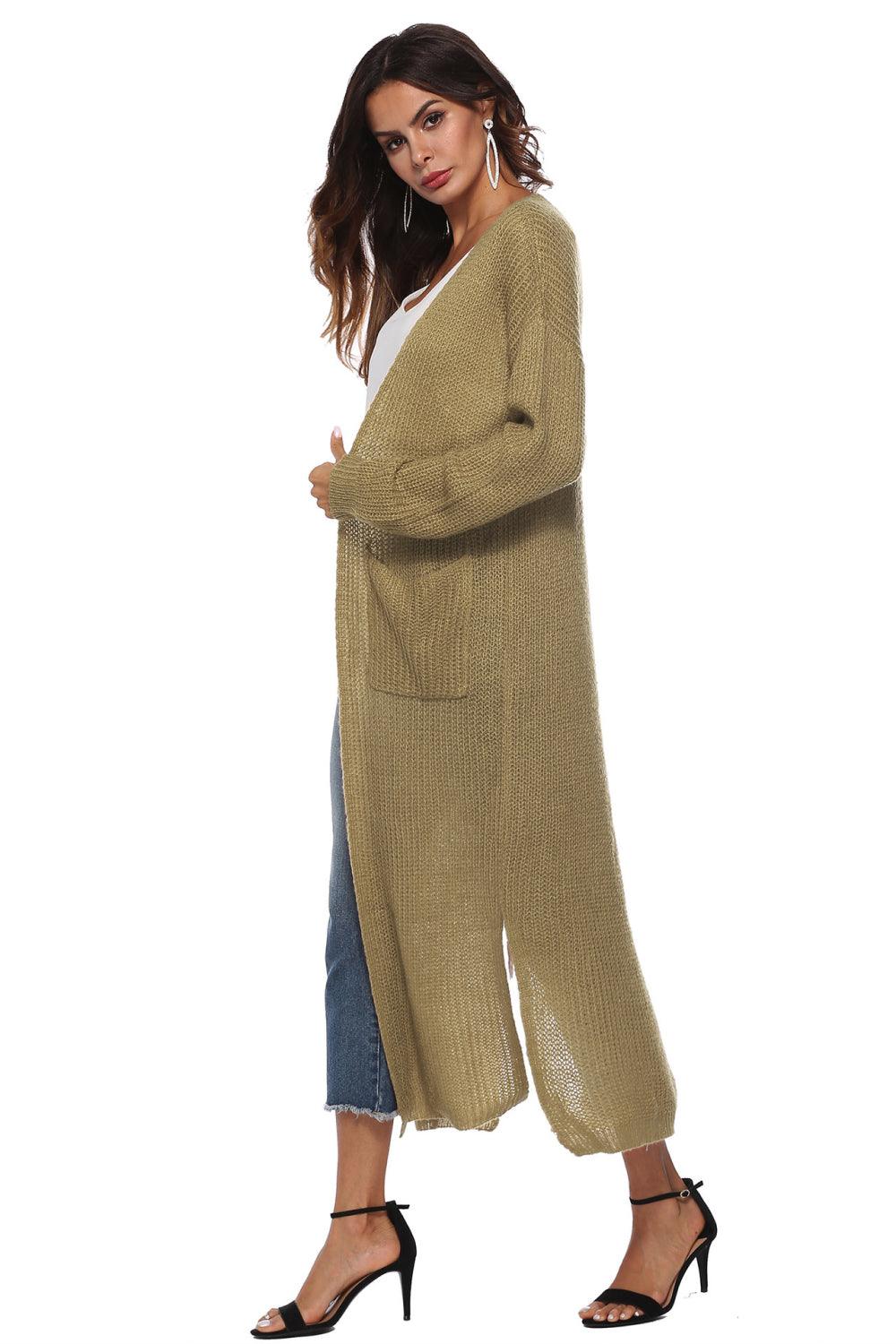 Long Sleeve Open Front Buttoned Cardigan Carauana Store