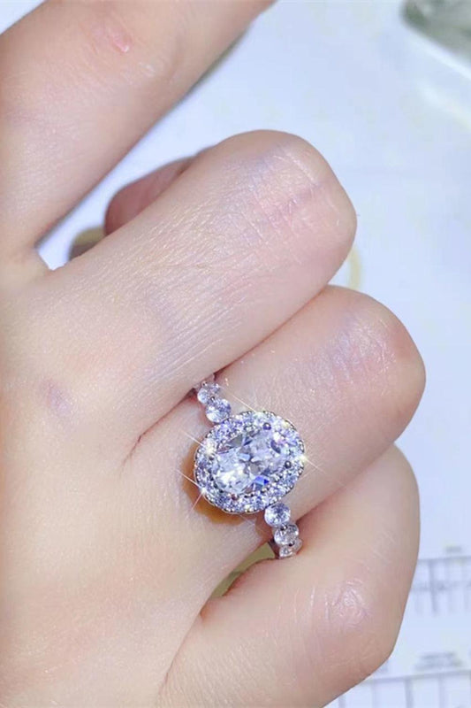 Adored 1 Carat Moissanite 925 Sterling Silver Halo Ring Carauana Store