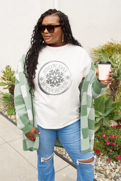 Simply Love Full Size SNOW DAY SUPPORTER Round Neck T-Shirt Carauana Store