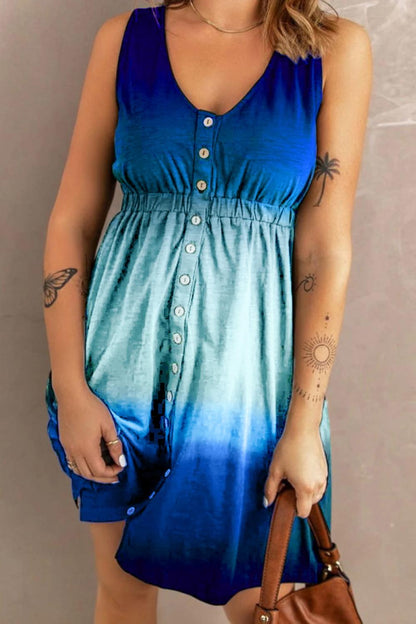 Double Take Scoop Neck Buttoned Sleeveless Magic Dress with Pockets Carauana Store