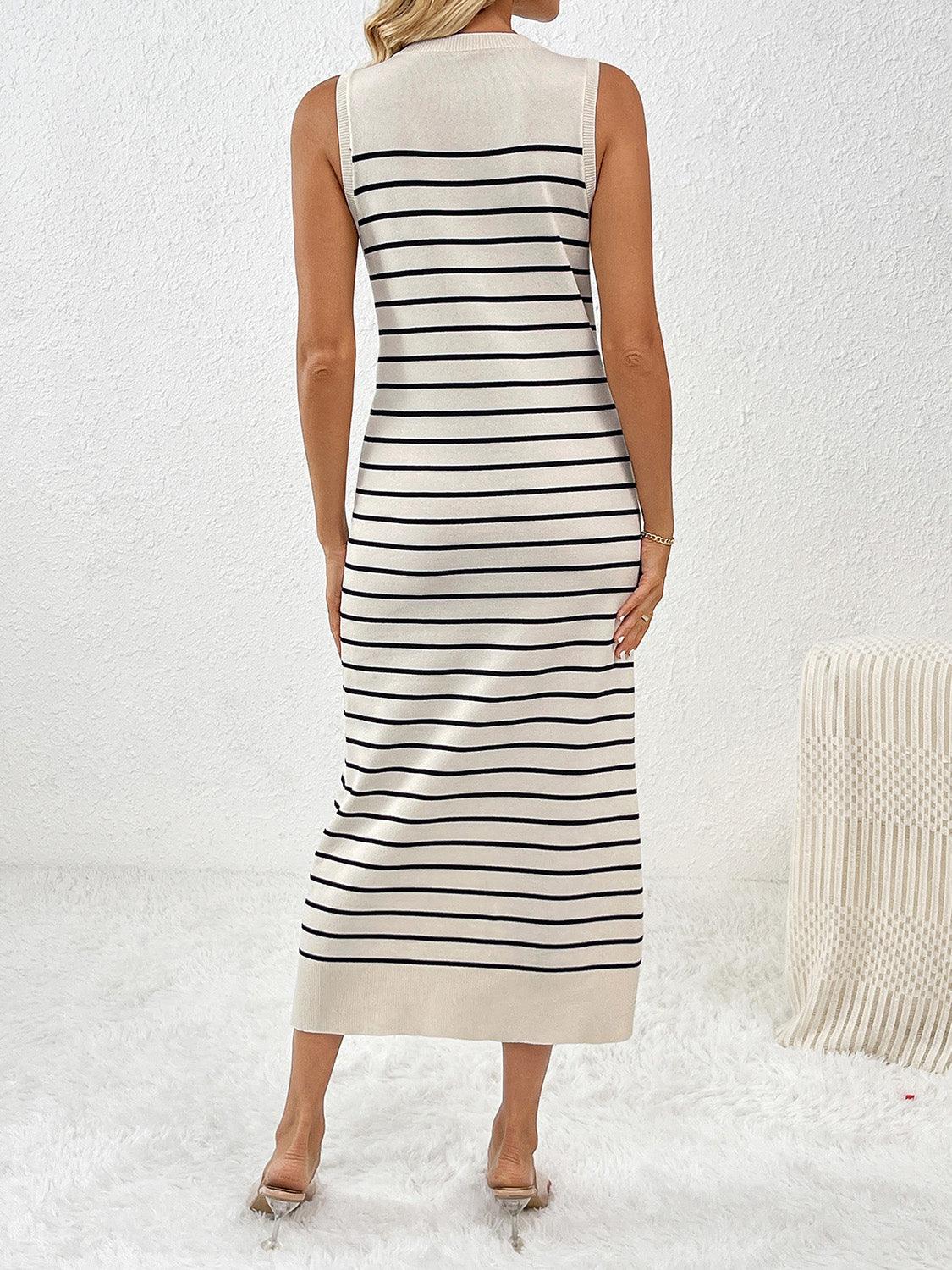 Round Neck Sleeve Midi Knit Dress Carauana Store