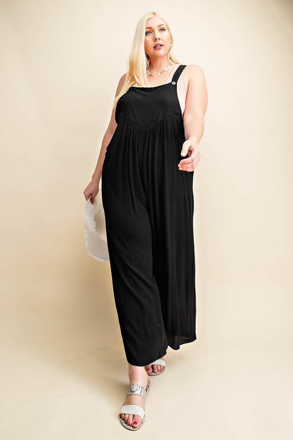 Kori America Full Size Sleeveless Ruched Wide Leg Overalls Carauana Store