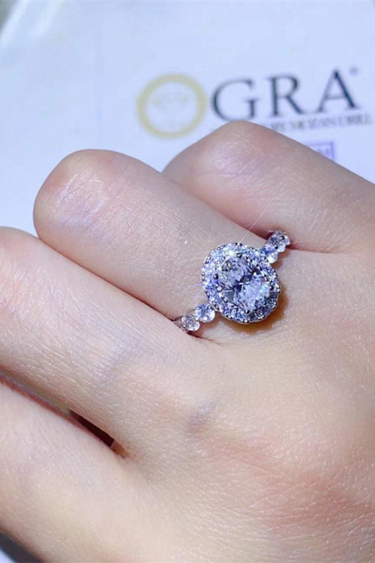 Adored 1 Carat Moissanite 925 Sterling Silver Halo Ring Carauana Store