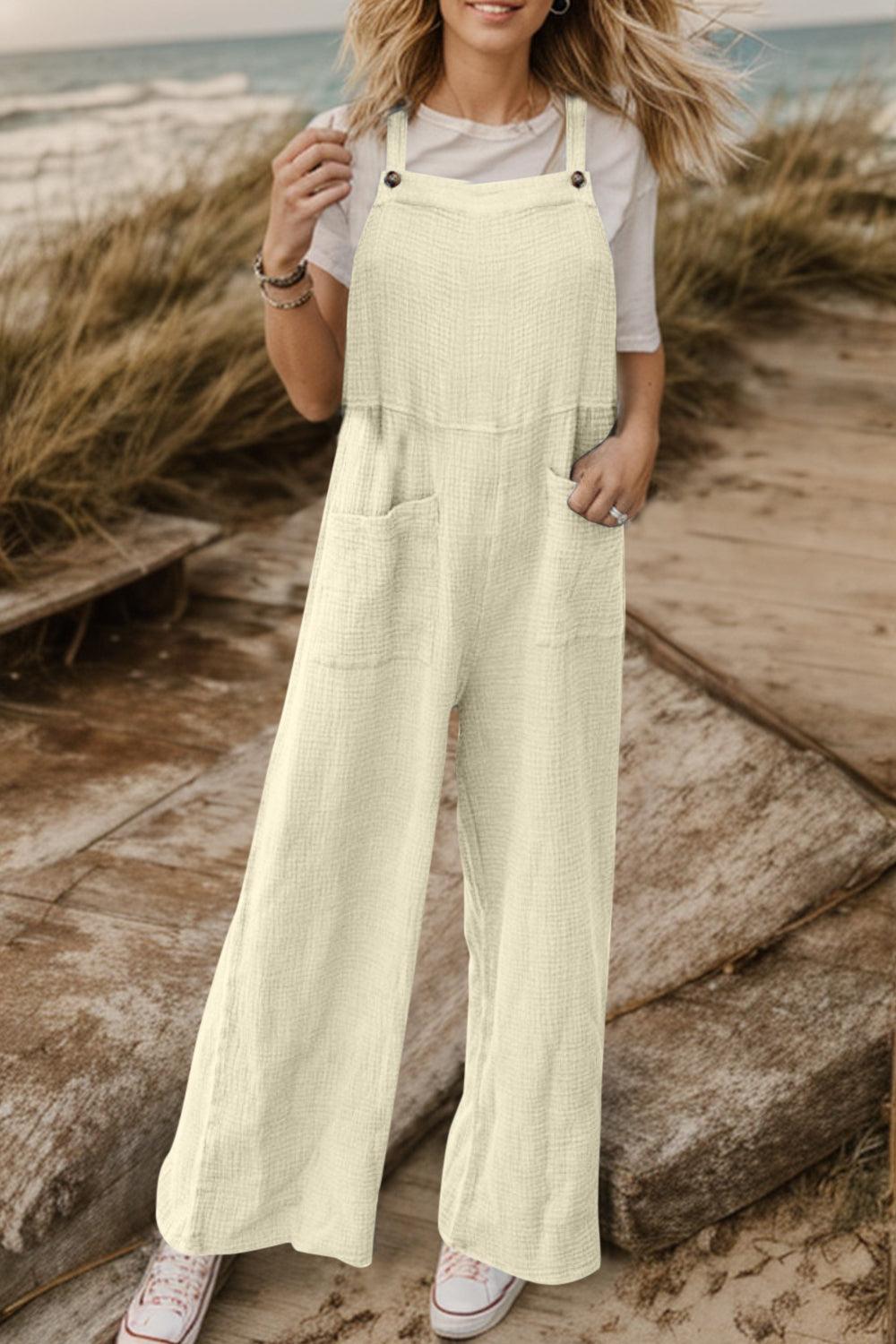 Full Size Wide Leg Front Pocket Jumpsuit Carauana Store