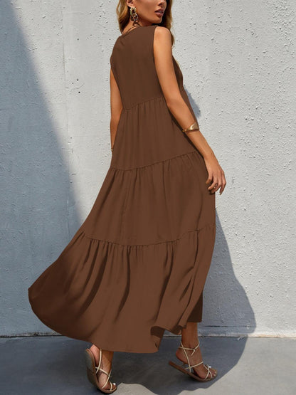 Tiered V-Neck Sleeve Dress Carauana Store