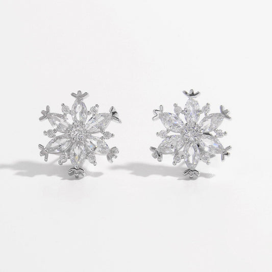 925 Sterling Silver Zircon Snowflake Earrings Carauana Store