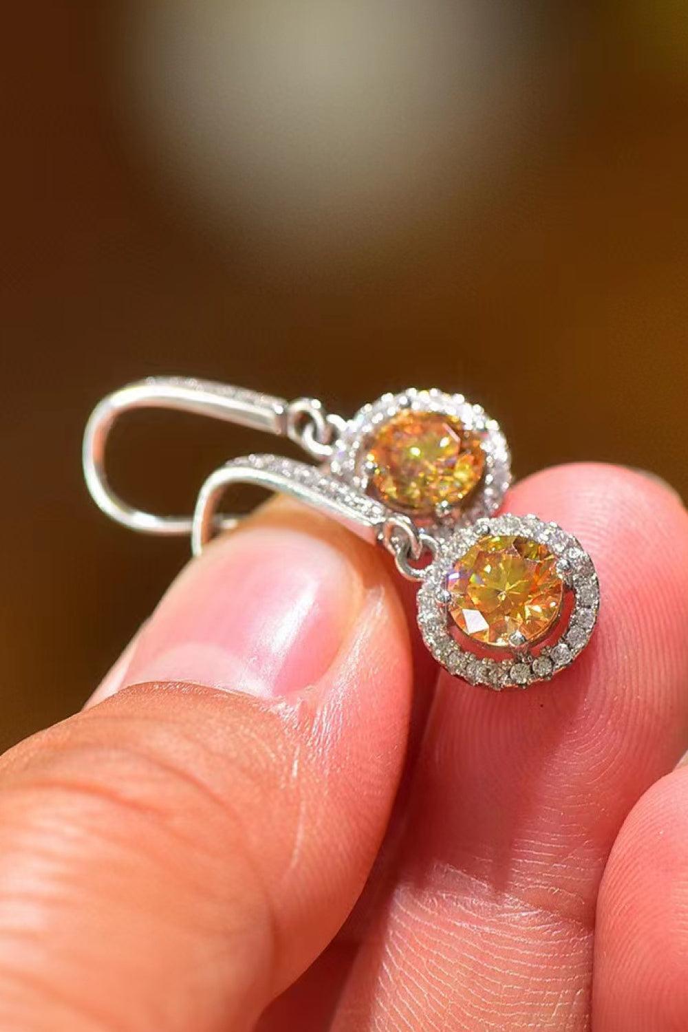 Platinum-Plated 2 Carat Moissanite Drop Earrings Carauana Store