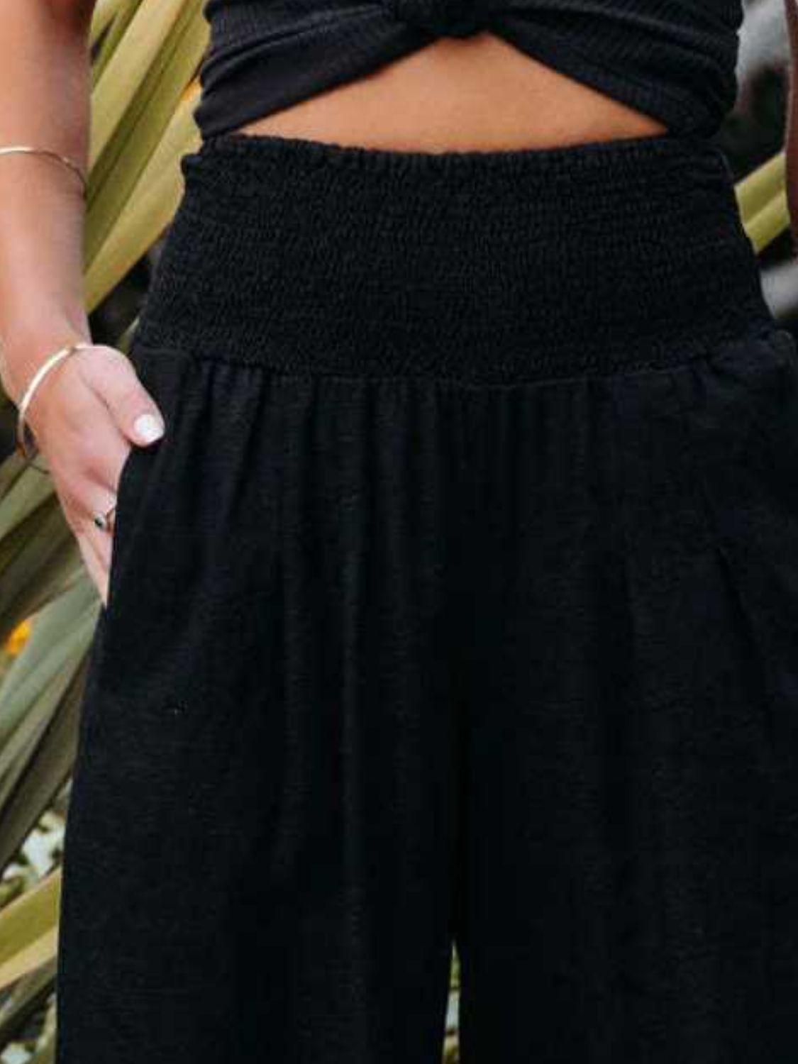 Full Size Smocked Waist Wide Leg Pants Carauana Store