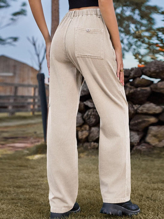 High Waist Cargo Straight Jeans Carauana Store