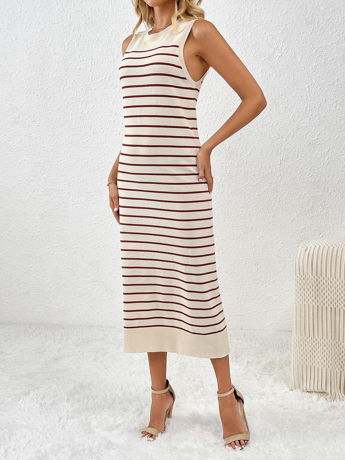 Round Neck Sleeve Midi Knit Dress Carauana Store