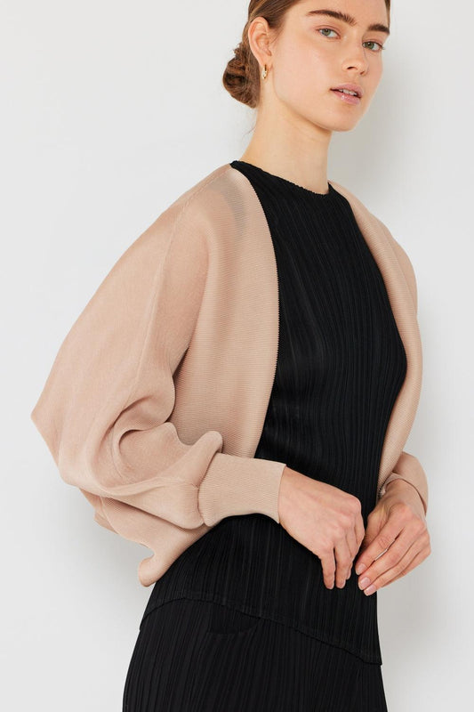 Marina West Swim Rib Pleated Puff Sleeve Bolero Cardigan Carauana Store