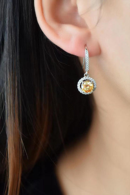 Platinum-Plated 2 Carat Moissanite Drop Earrings Carauana Store